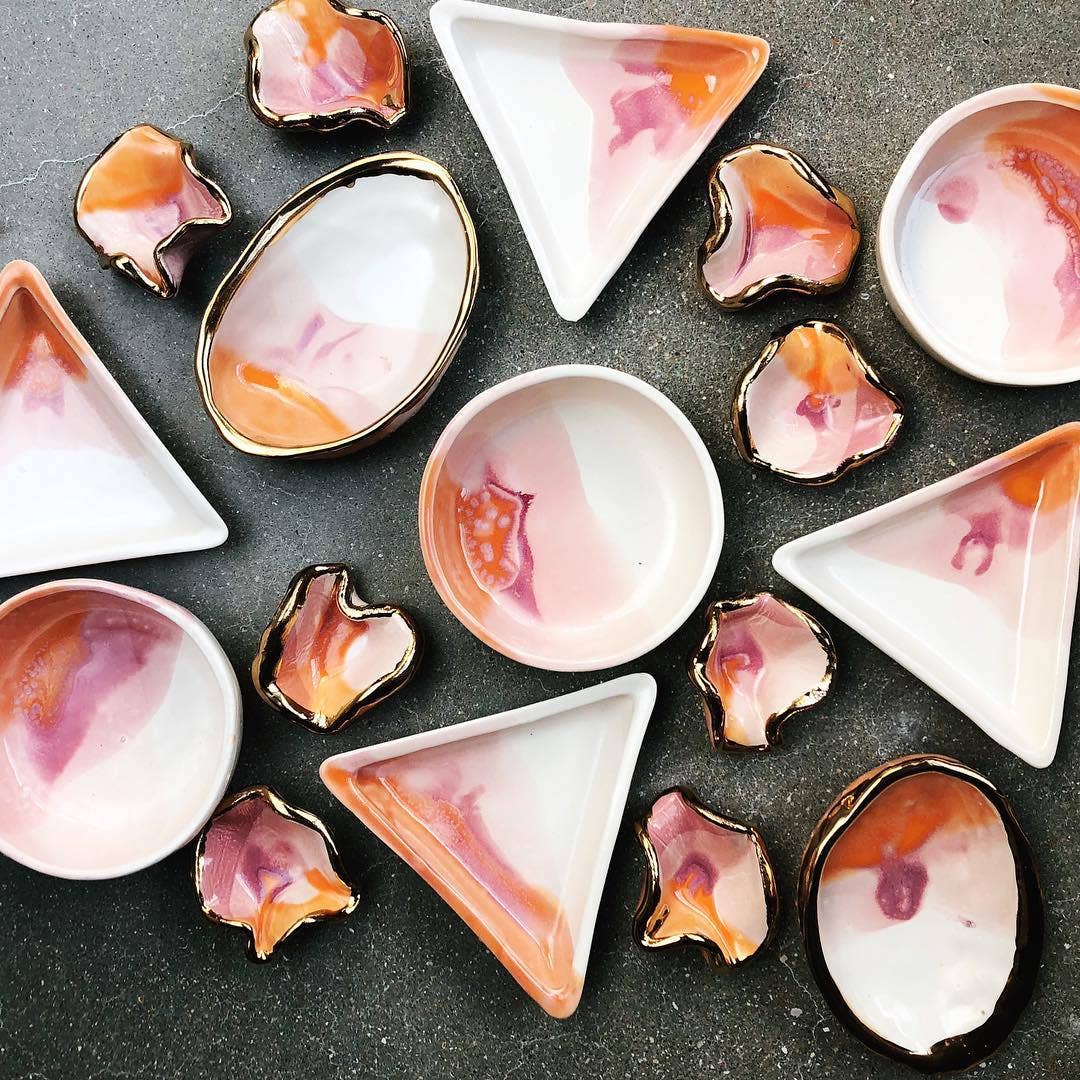 Mermaid Jewelry Dish in Desert with 22k Gold