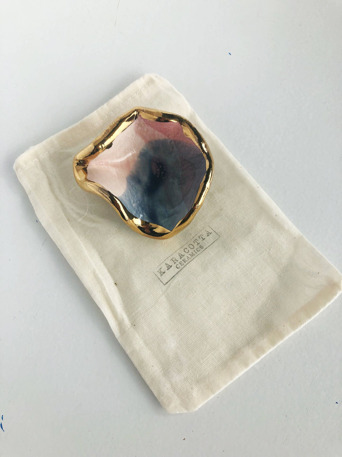 Mermaid Jewelry Dish in Sunset with 22K Gold