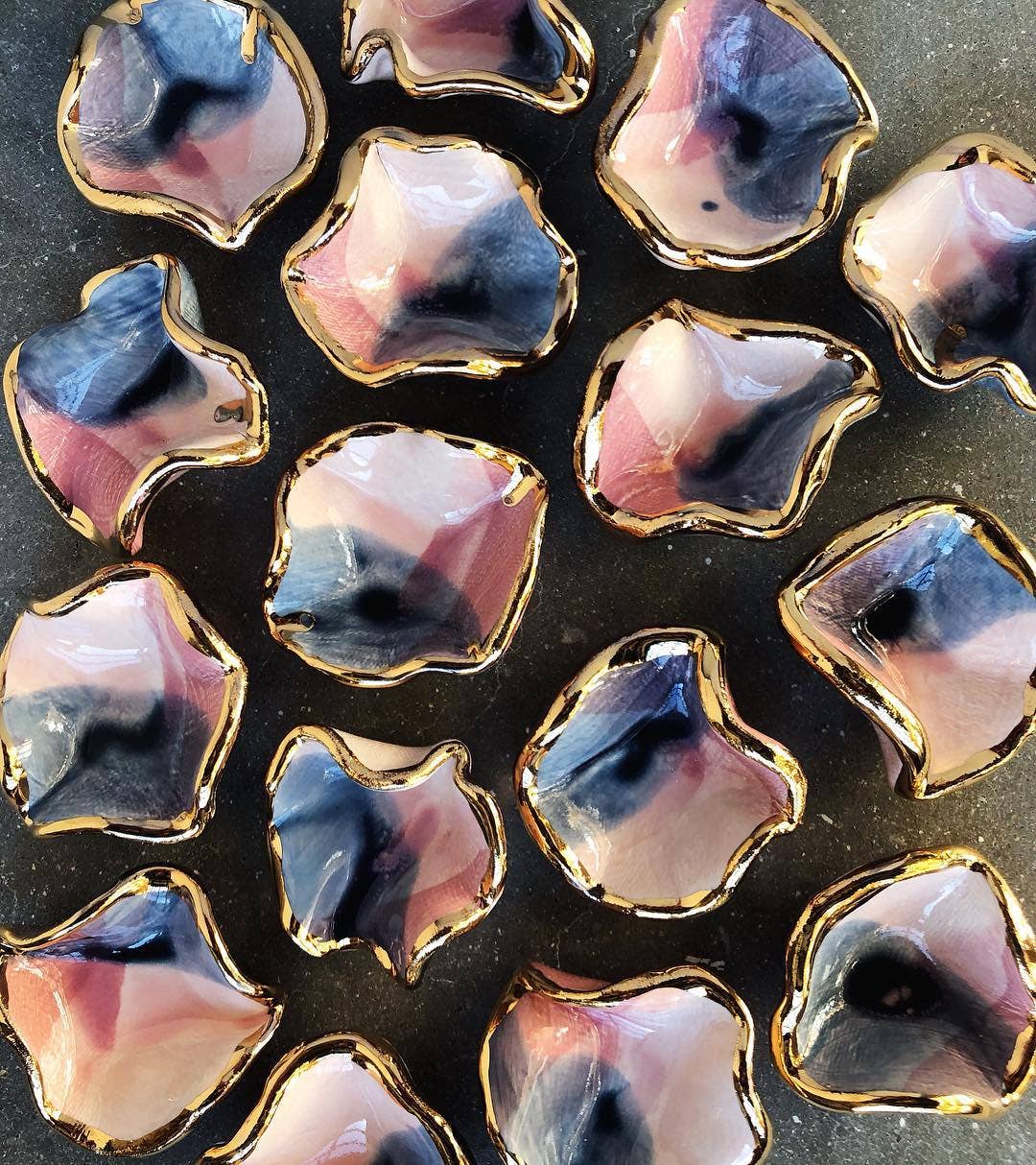 Mermaid Jewelry Dish in Sunset with 22K Gold