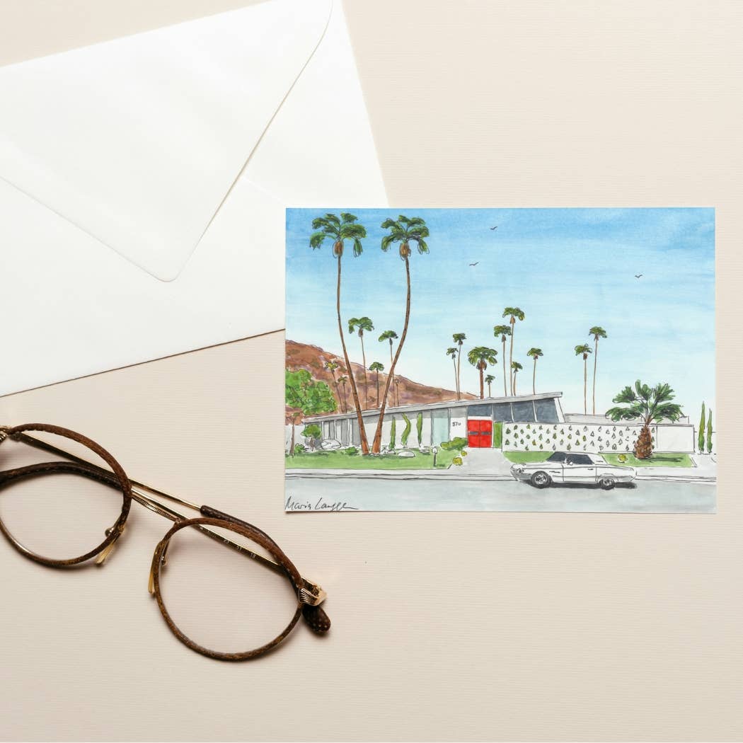 Palm Spring House Folded Greeting Card with Envelope (5x7)