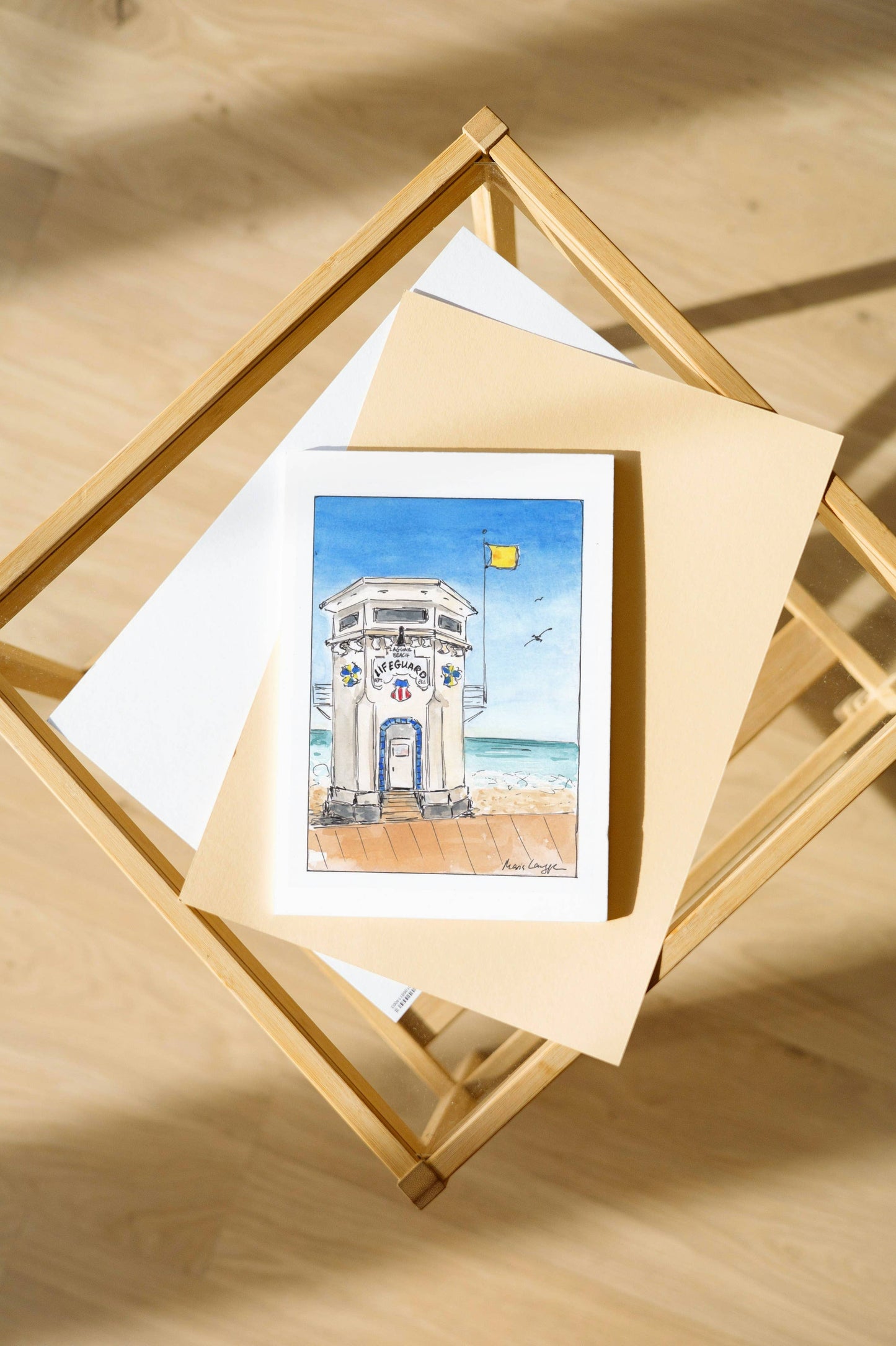 Laguna Lifeguard Tower Folded Greeting Card w Envelope (5x7)