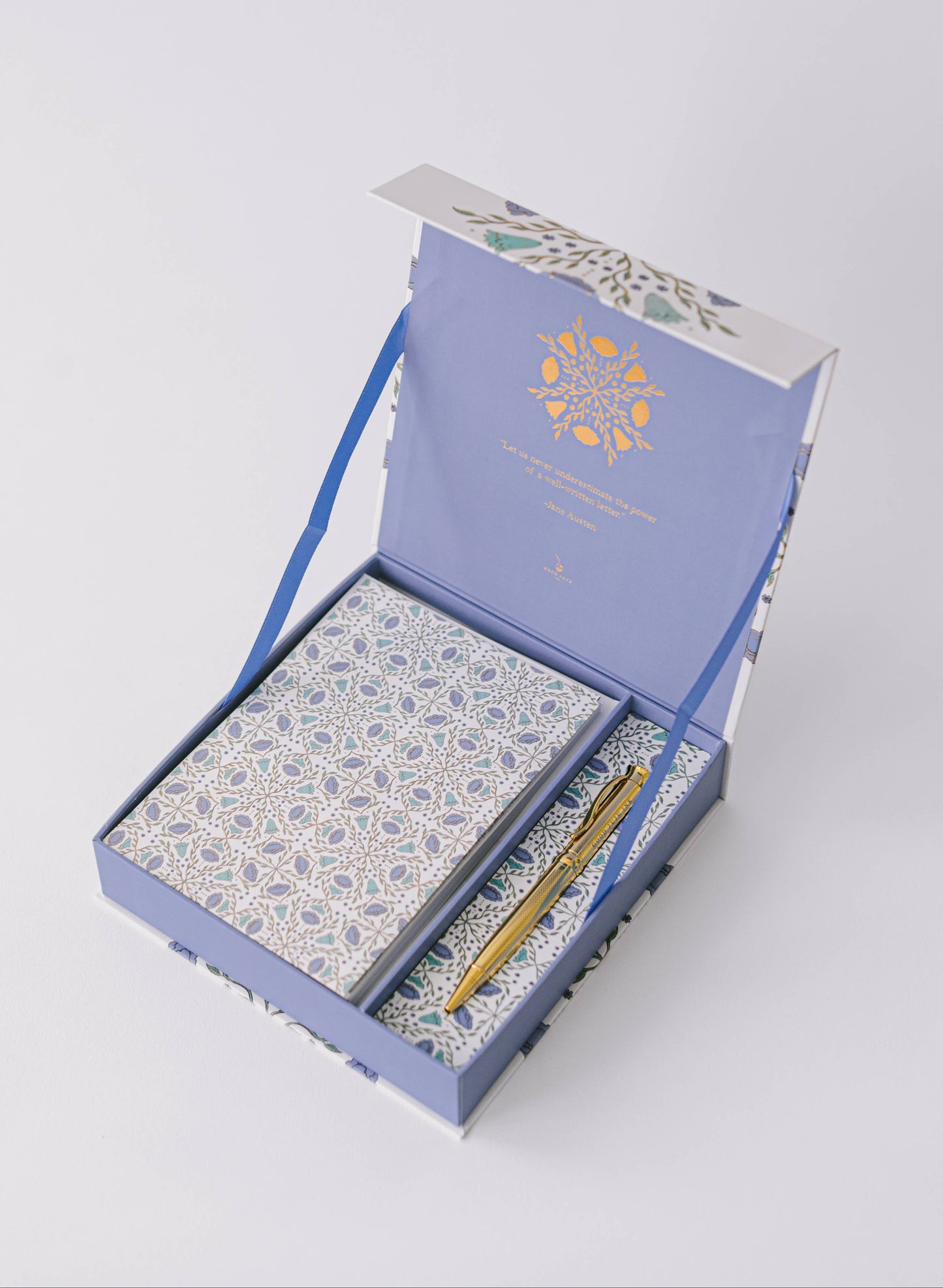Folk Pattern Luxury Stationery Set - Green/Blue