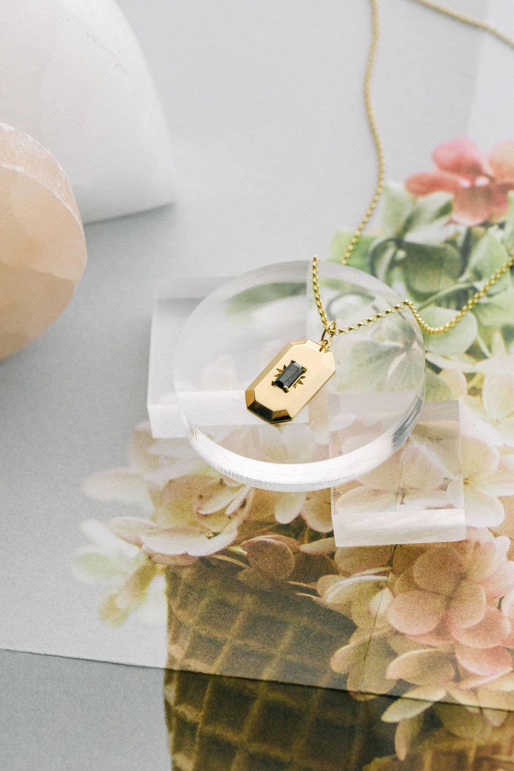 Cameron Onyx Amulet Necklace in Gold