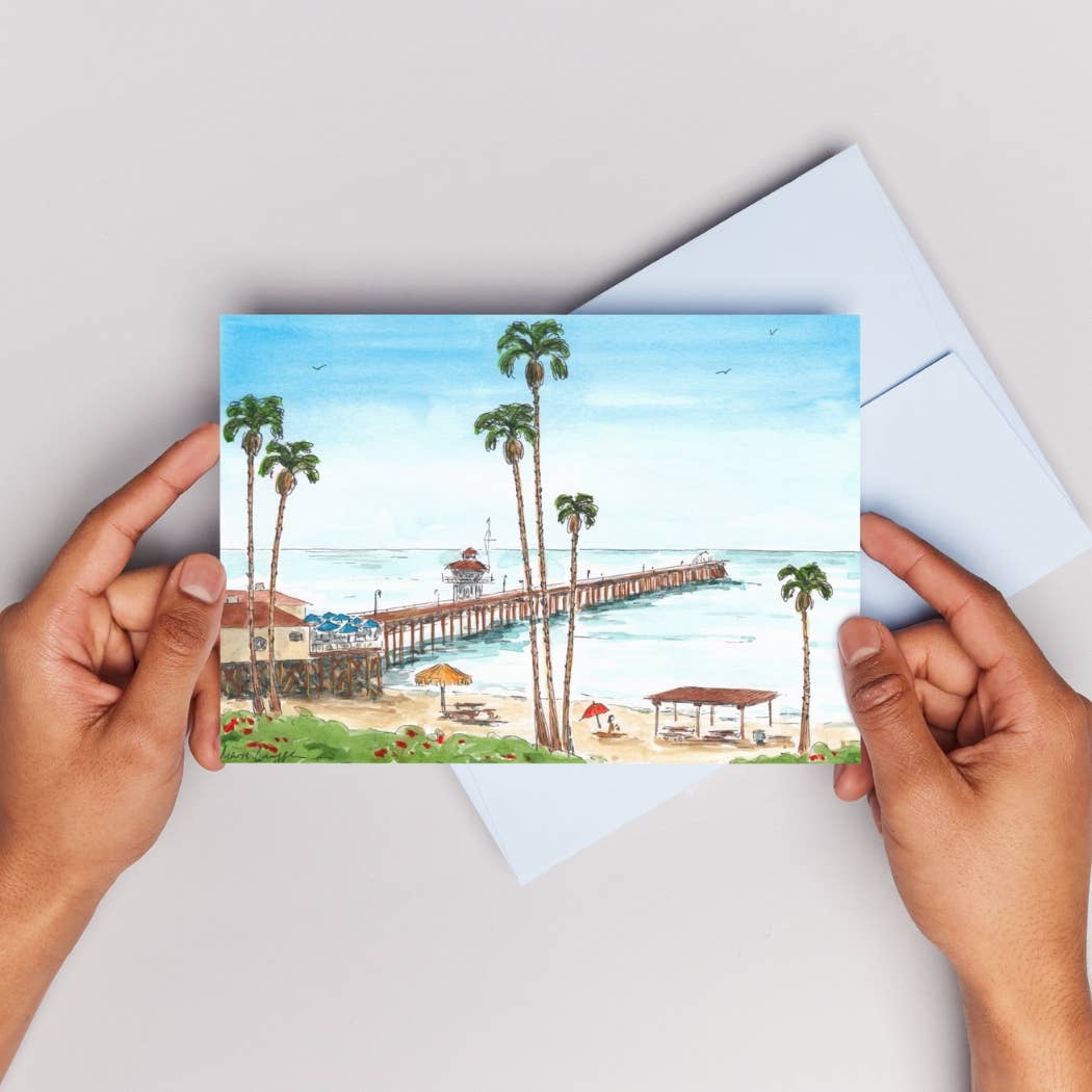 San Clemente Pier Folded Greeting Card w Envelope (5x7)