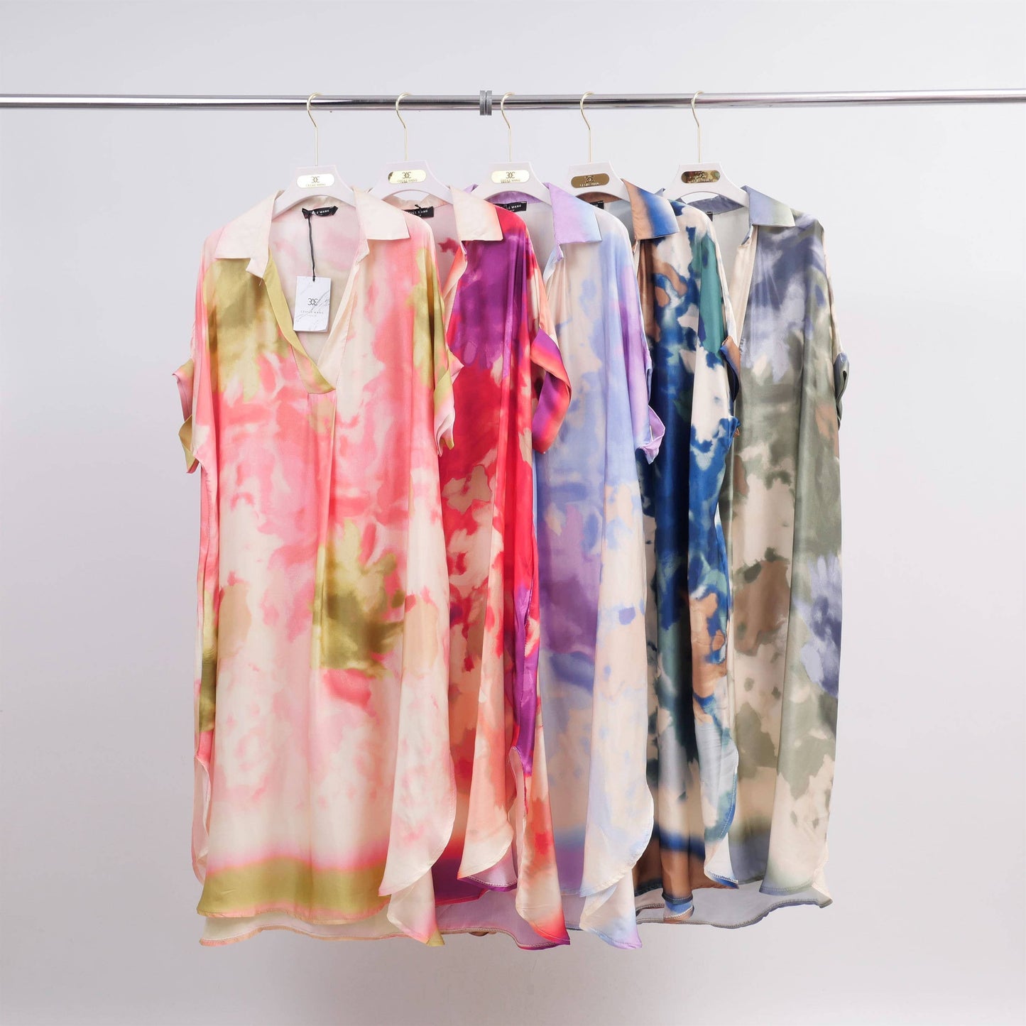 Tie Dye Printed Midi Dress: Lavender