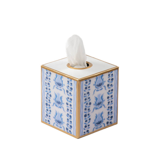 Pomegranate Enameled Tissue Box Cover: Blue
