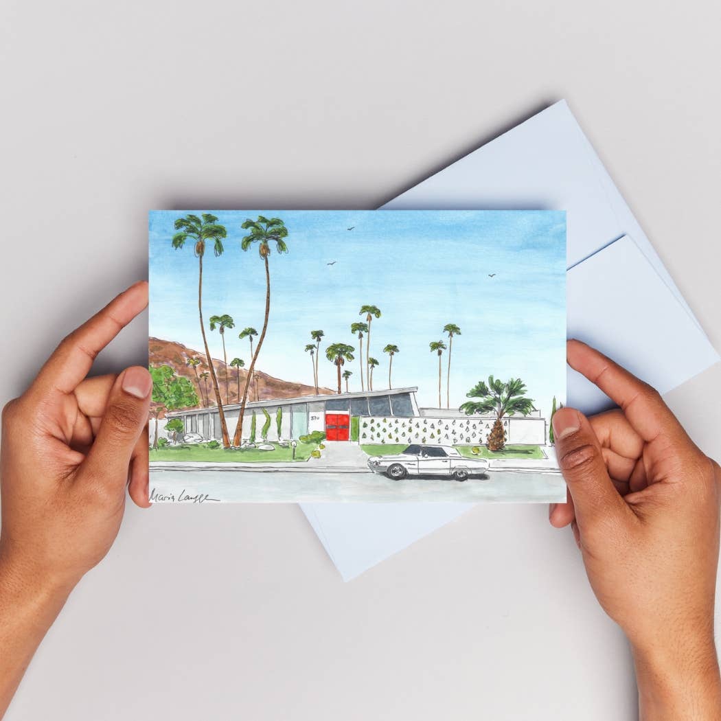 Palm Spring House Folded Greeting Card with Envelope (5x7)
