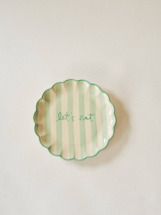 Kinsey Scallop Dessert Plate (Green): "let's eat"