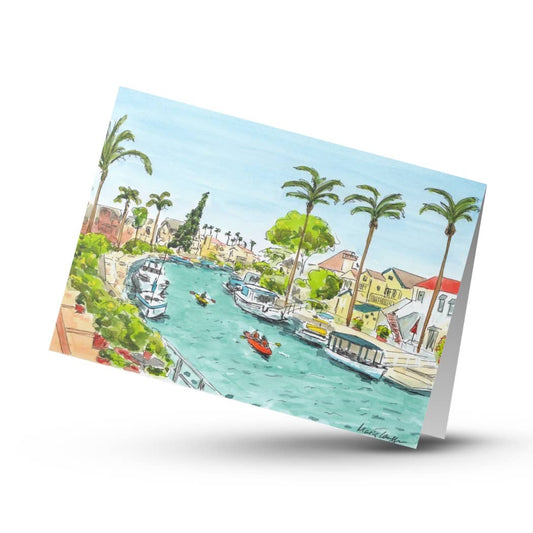 Naples Canals with Kayaks Folded Greeting Card with Envelope (5x7)