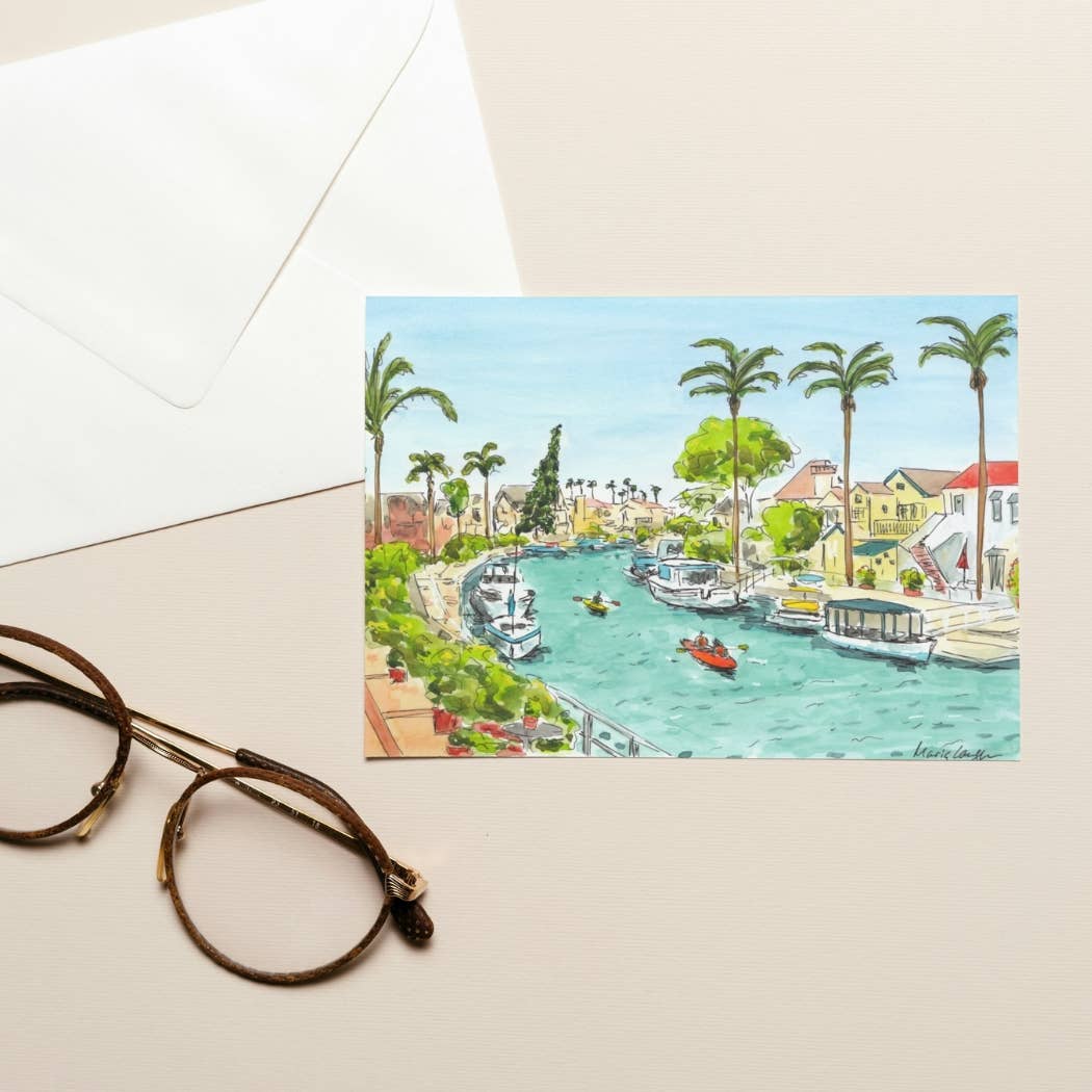 Naples Canals with Kayaks Folded Greeting Card with Envelope (5x7)
