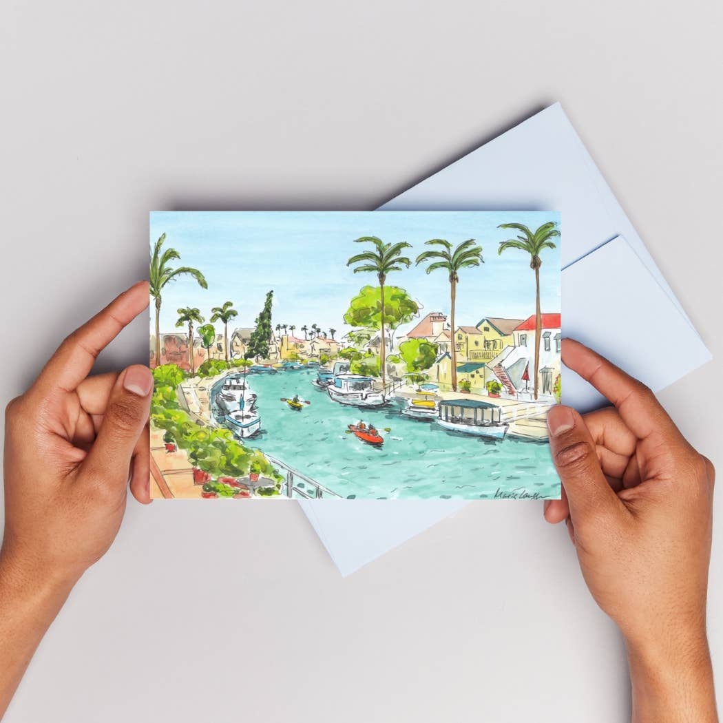Naples Canals with Kayaks Folded Greeting Card with Envelope (5x7)