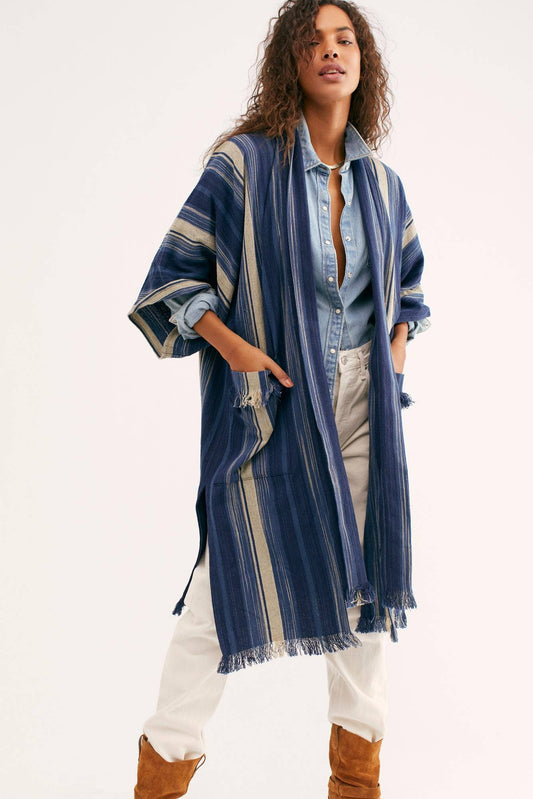 Antique Stripe Long Jacket Kimono - 50% OFF