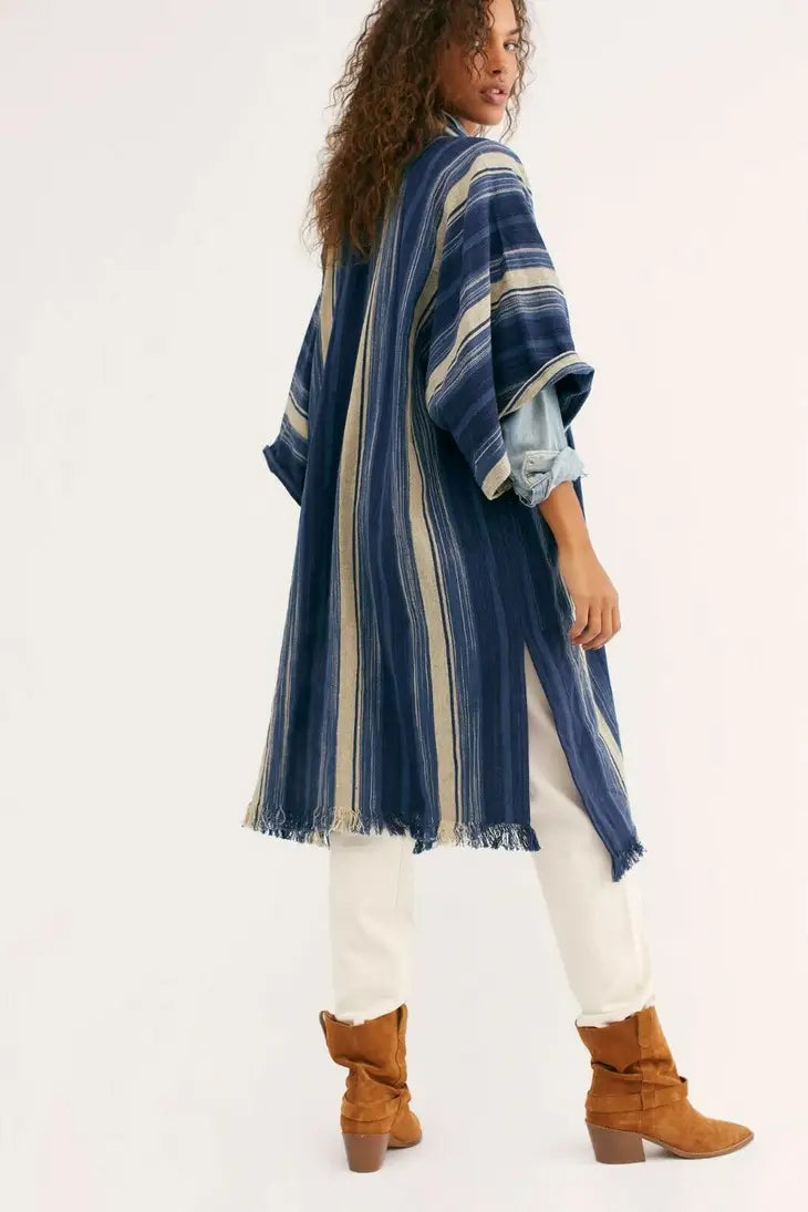 Antique Stripe Long Jacket Kimono - 50% OFF