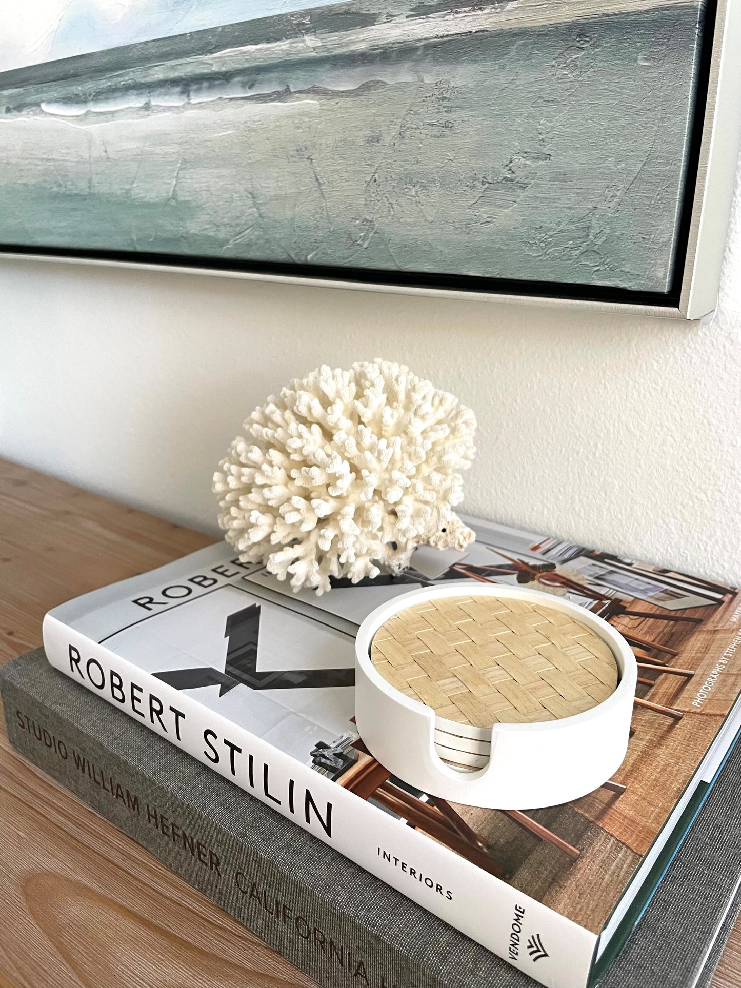 Woven Coasters in Container - Set of 4