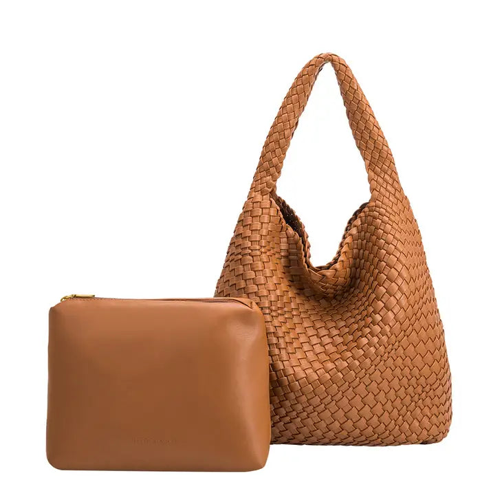 Johanna Recycled Vegan Shoulder Bag in Saddle