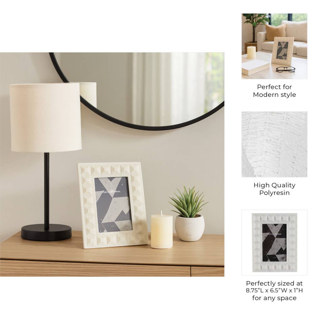 Resin Block Border Decorative Photo Frame - White, 4x6 in.
