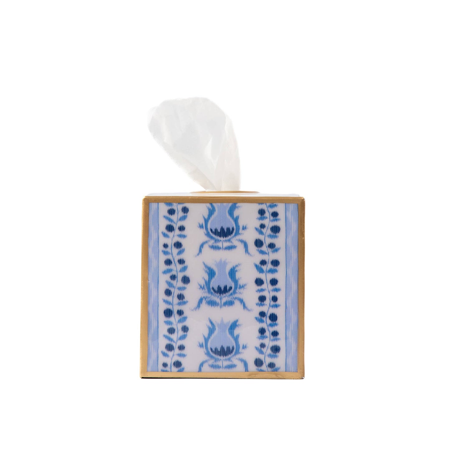 Pomegranate Enameled Tissue Box Cover: Blue