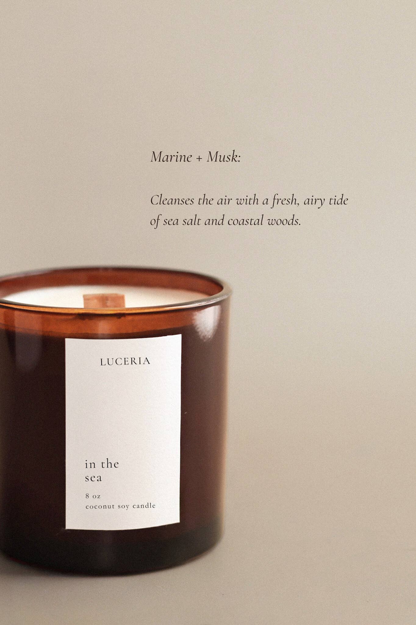 In the Sea Candle | Soy Wax Amber Candle | Ocean Scented: Wood Wick