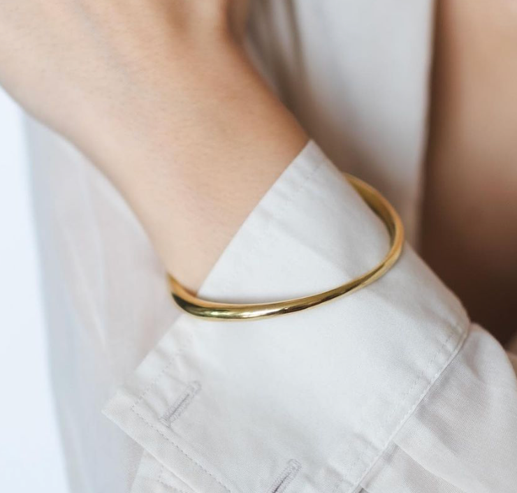 Sofia-Hinge Bangle - 14K Gold Steel: Yellow Gold