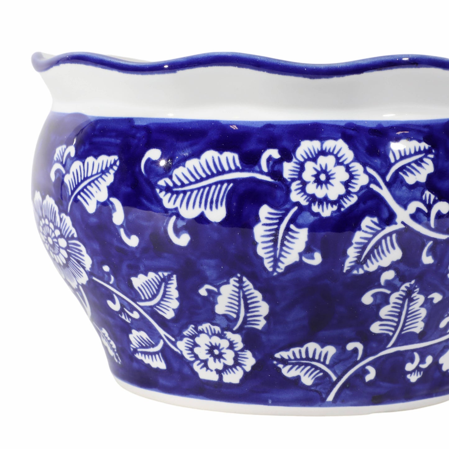 Ceramic Chinoiserie Floral Planters Set of 2 - Blue, 6/8 in.