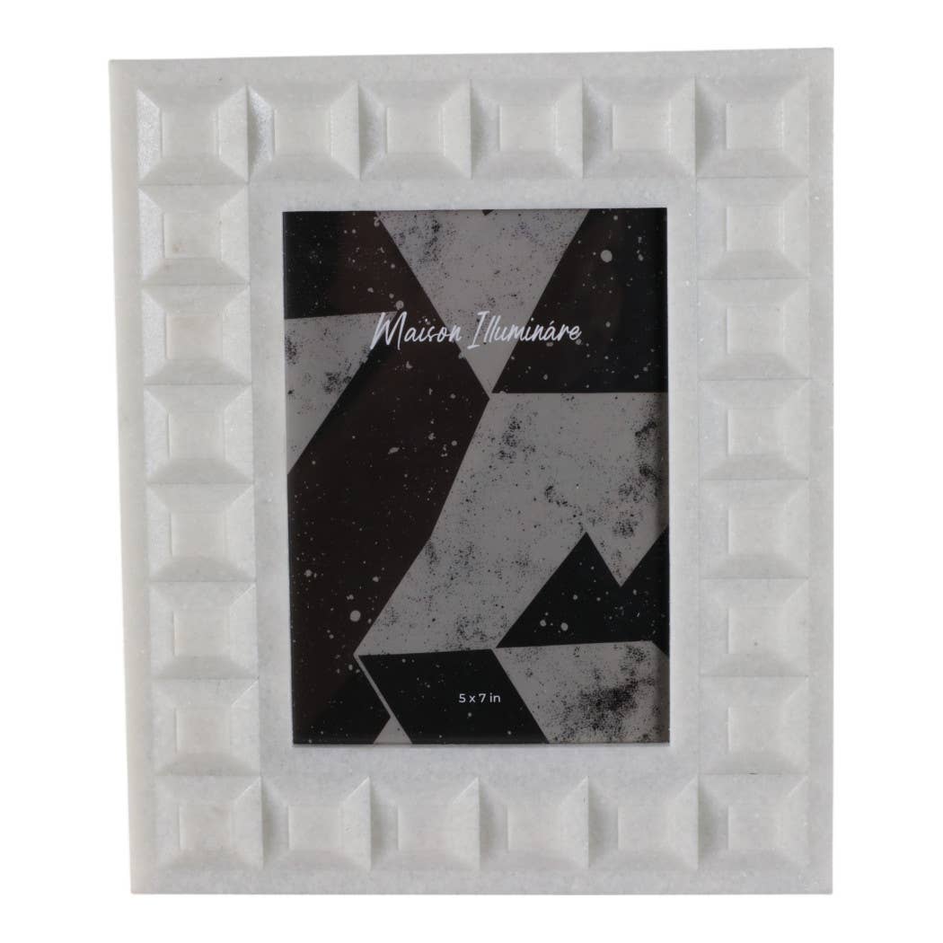 Resin Block Border Decorative Photo Frame - White, 5x7 in.