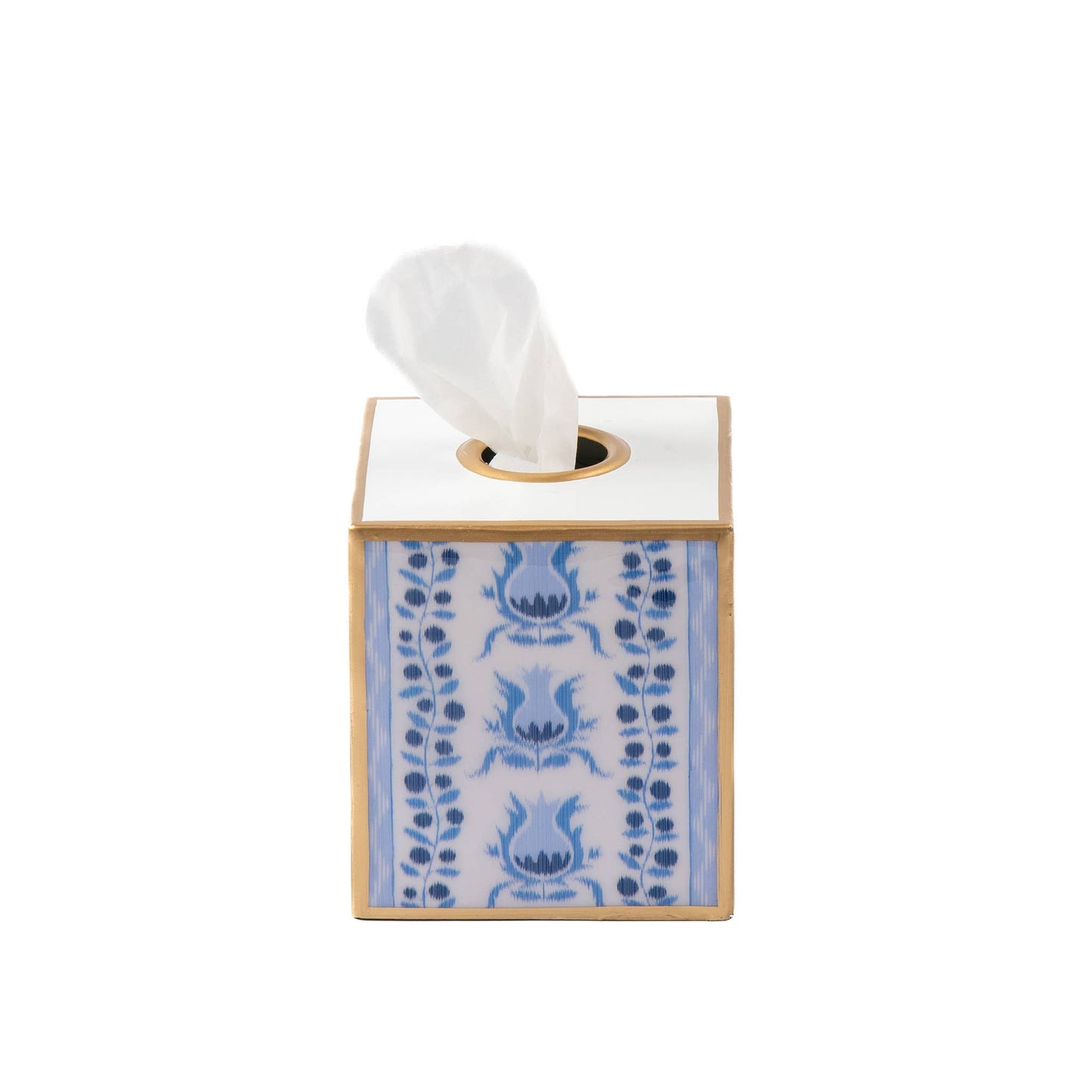 Pomegranate Enameled Tissue Box Cover: Blue