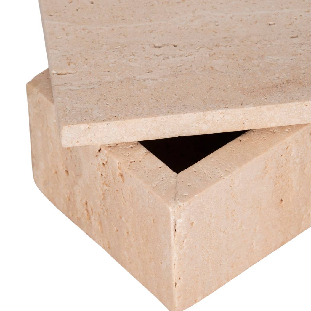Travertine Rectangular Box - Tan, 6x4 in.