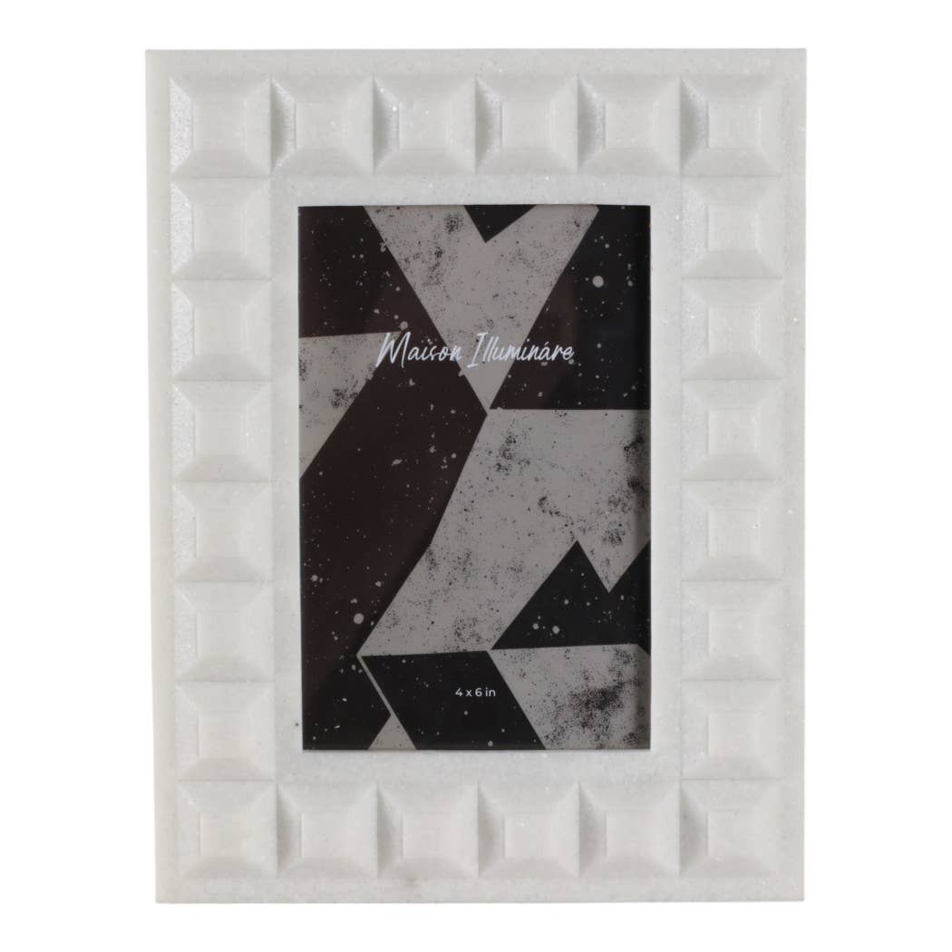 Resin Block Border Decorative Photo Frame - White, 4x6 in.