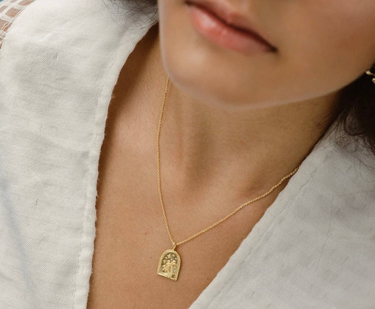 Palm Tree - Breathe - 14K Gold Steel