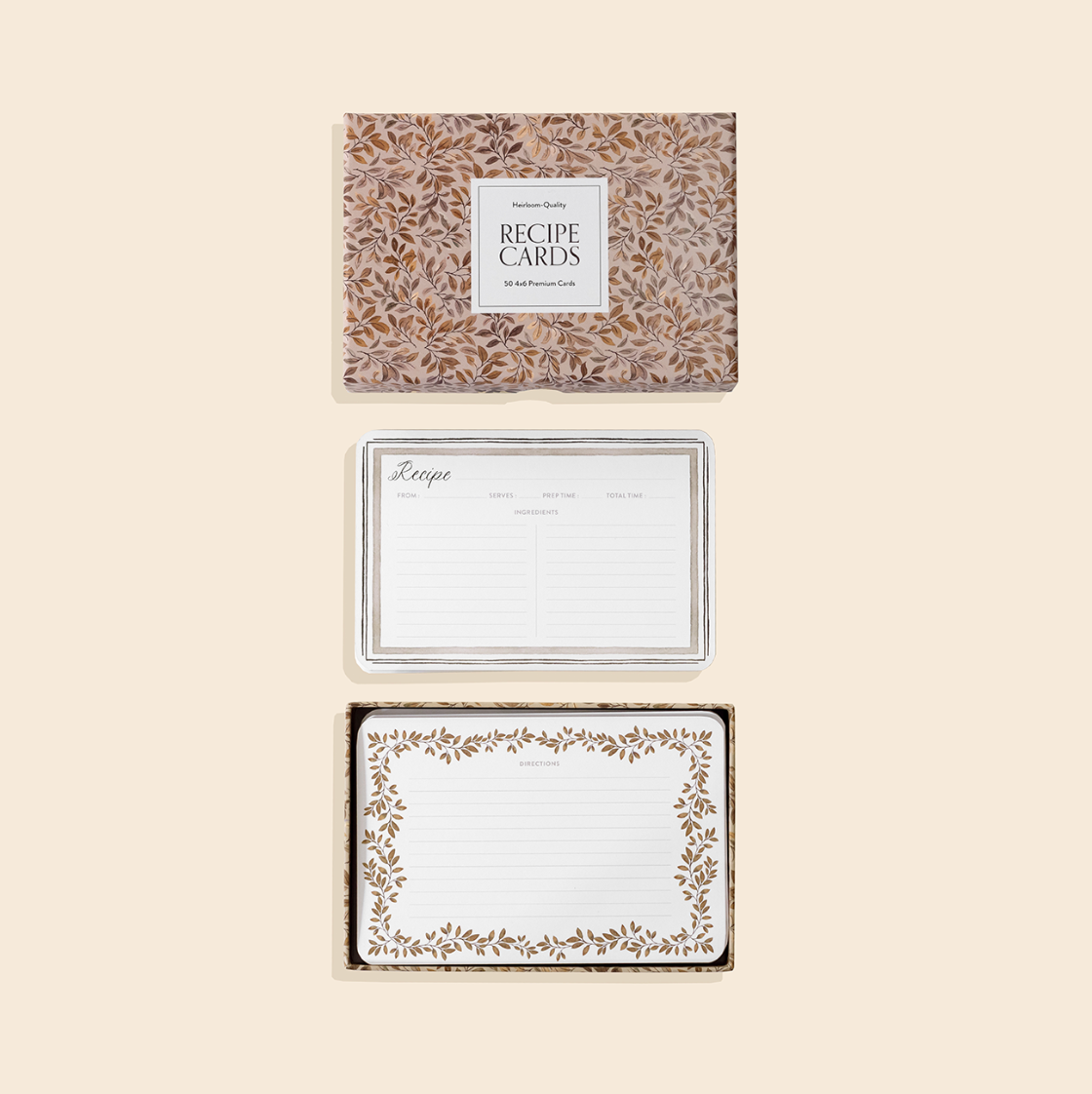 Recipe Cards: 50 Beautifully Designed 4x6 Recipe Cards