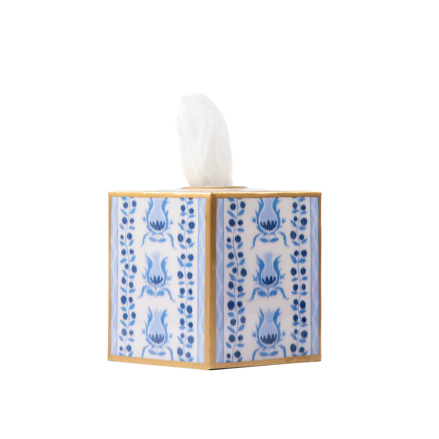 Pomegranate Enameled Tissue Box Cover: Blue