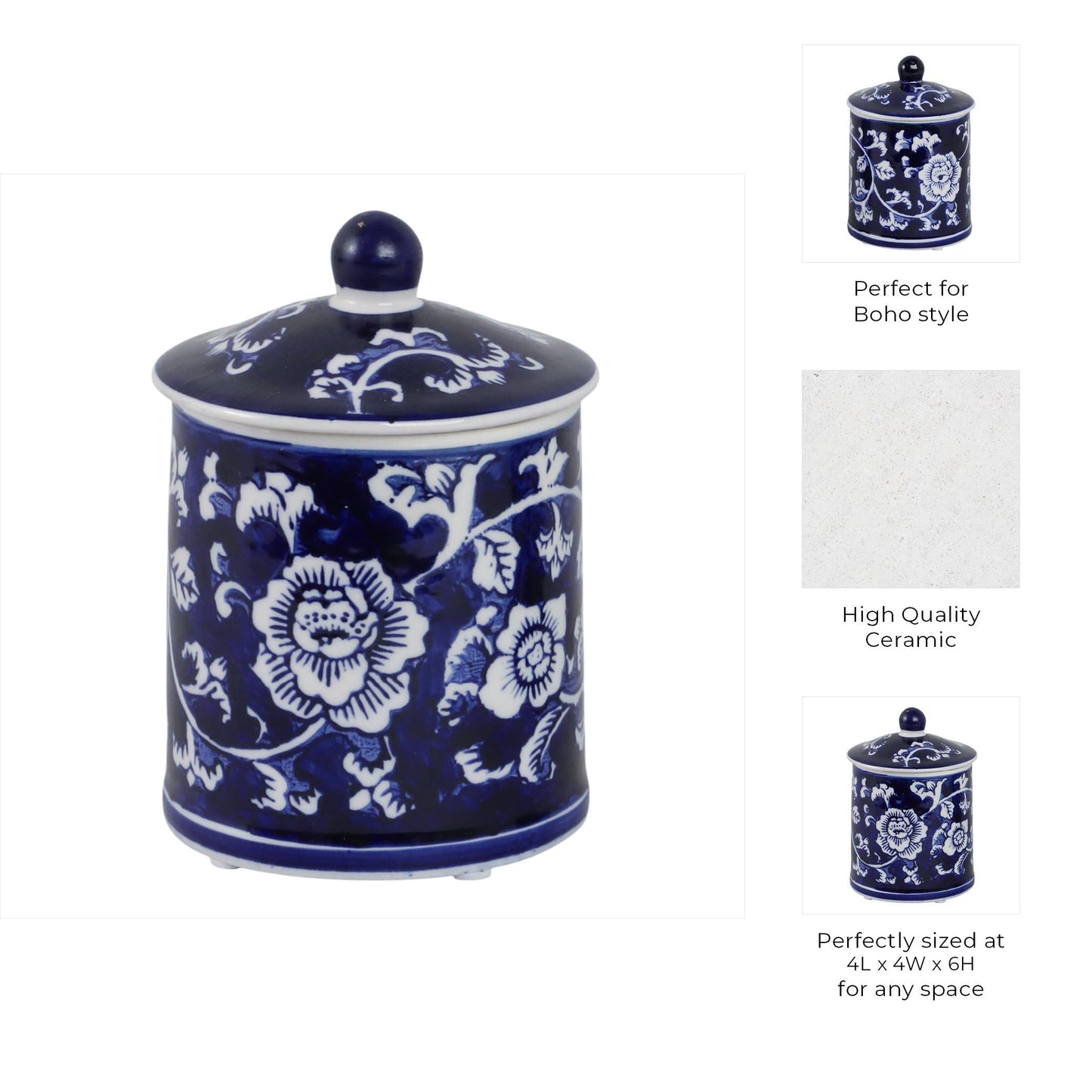 Chinoiserie Scented Candle with Lid - Blue, 6 in./8 Oz