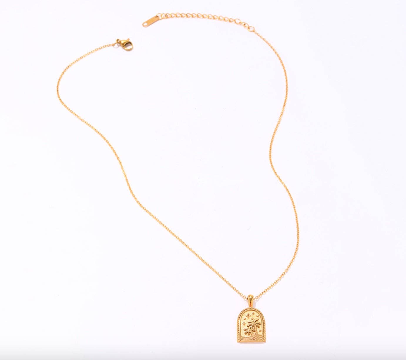Palm Tree - Breathe - 14K Gold Steel