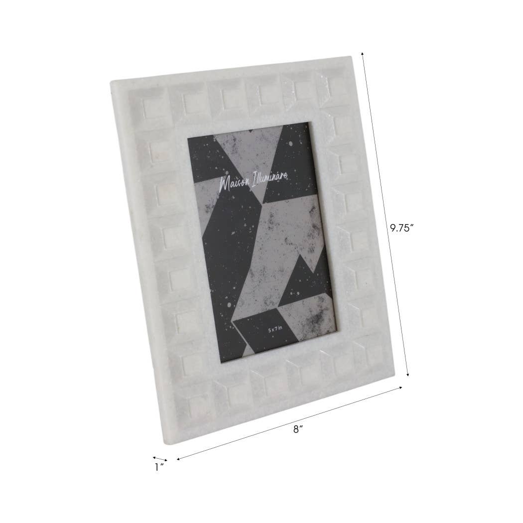 Resin Block Border Decorative Photo Frame - White, 5x7 in.