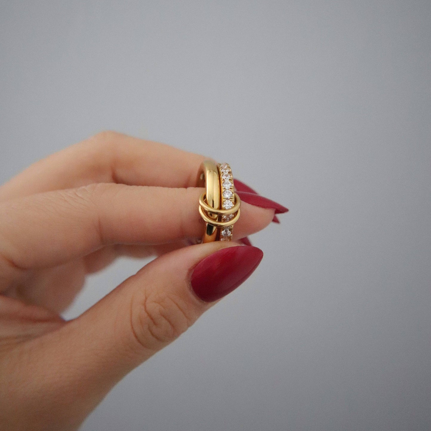 Cecilia Double Stacked Ring | CZ Interlocking Ring: 8