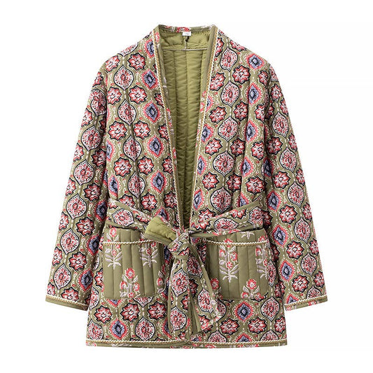 Floral Quilted Kimono Jacket: Floral / M