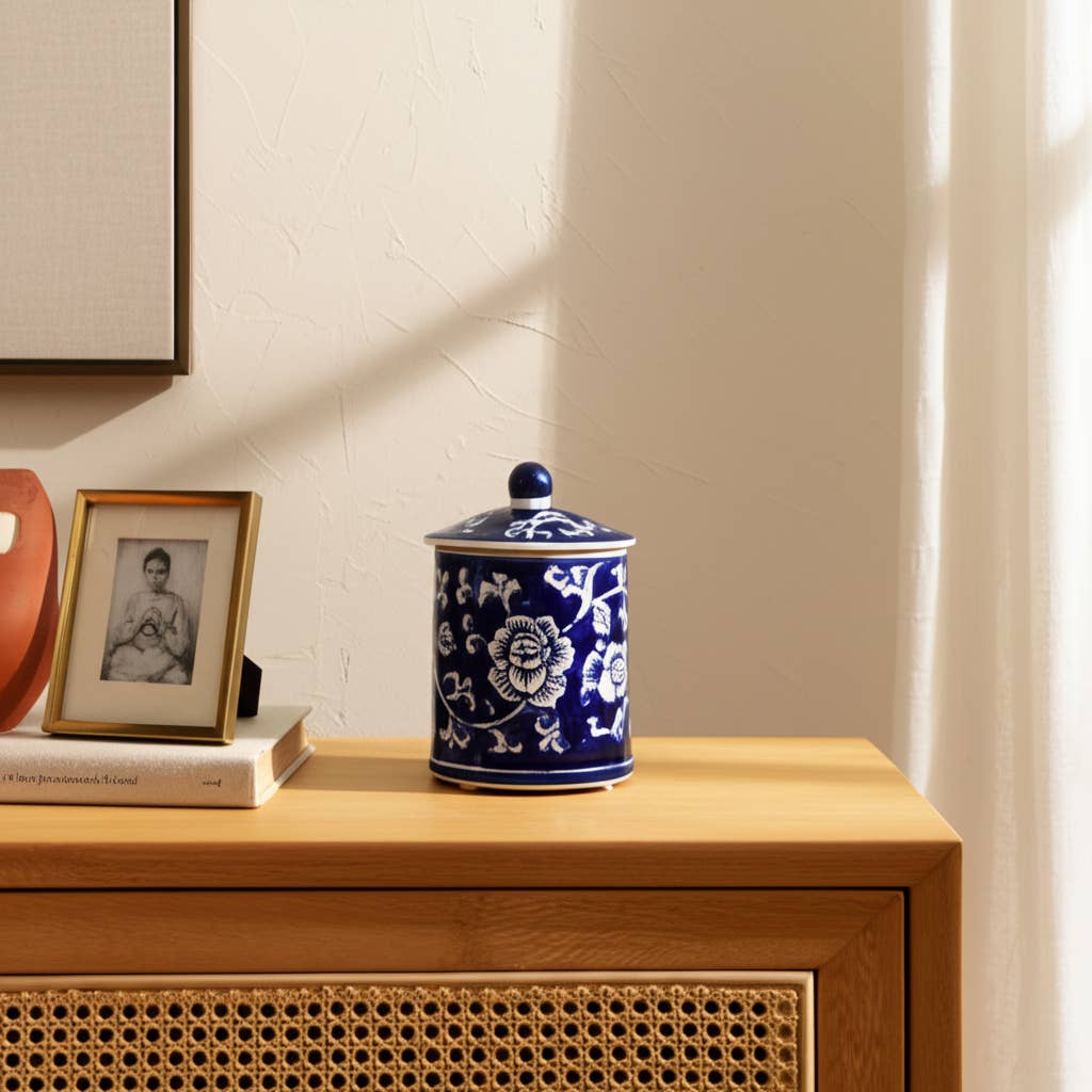Chinoiserie Scented Candle with Lid - Blue, 6 in./8 Oz