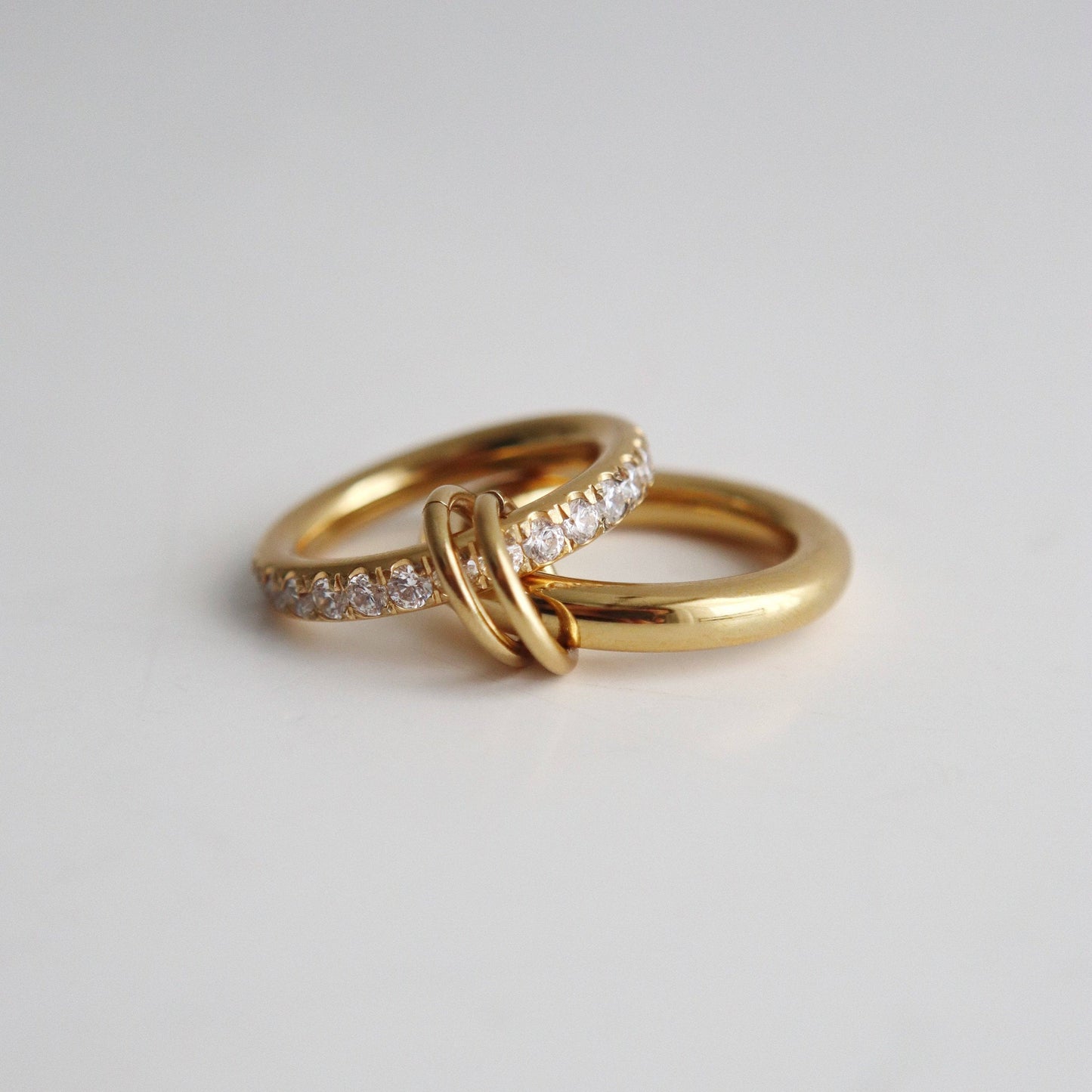 Cecilia Double Stacked Ring | CZ Interlocking Ring: 8