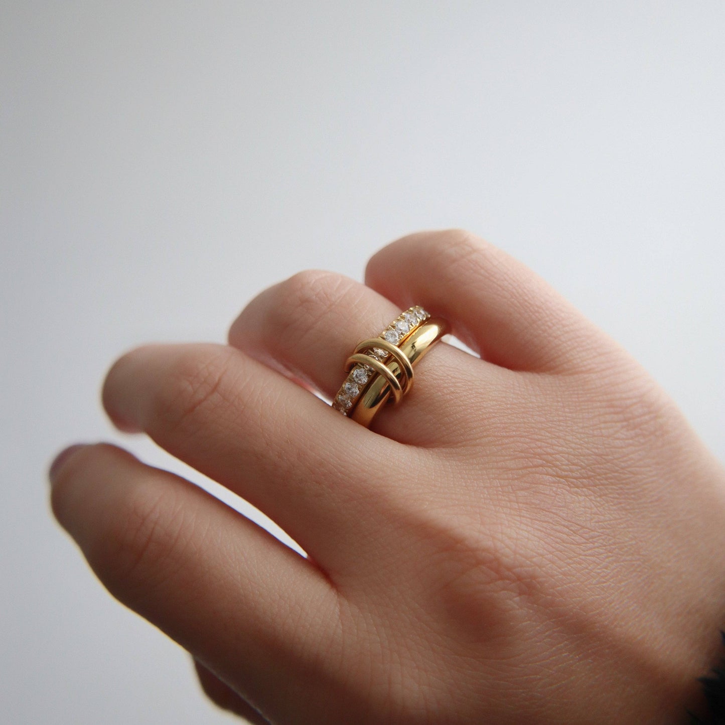 Cecilia Double Stacked Ring | CZ Interlocking Ring: 8
