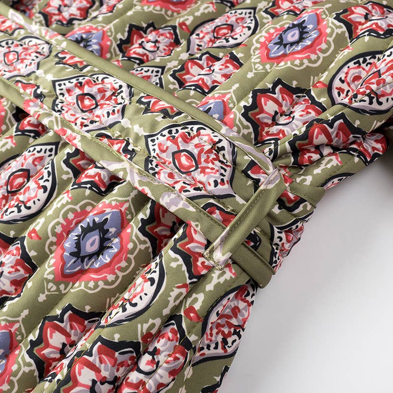 Floral Quilted Kimono Jacket: Floral / M