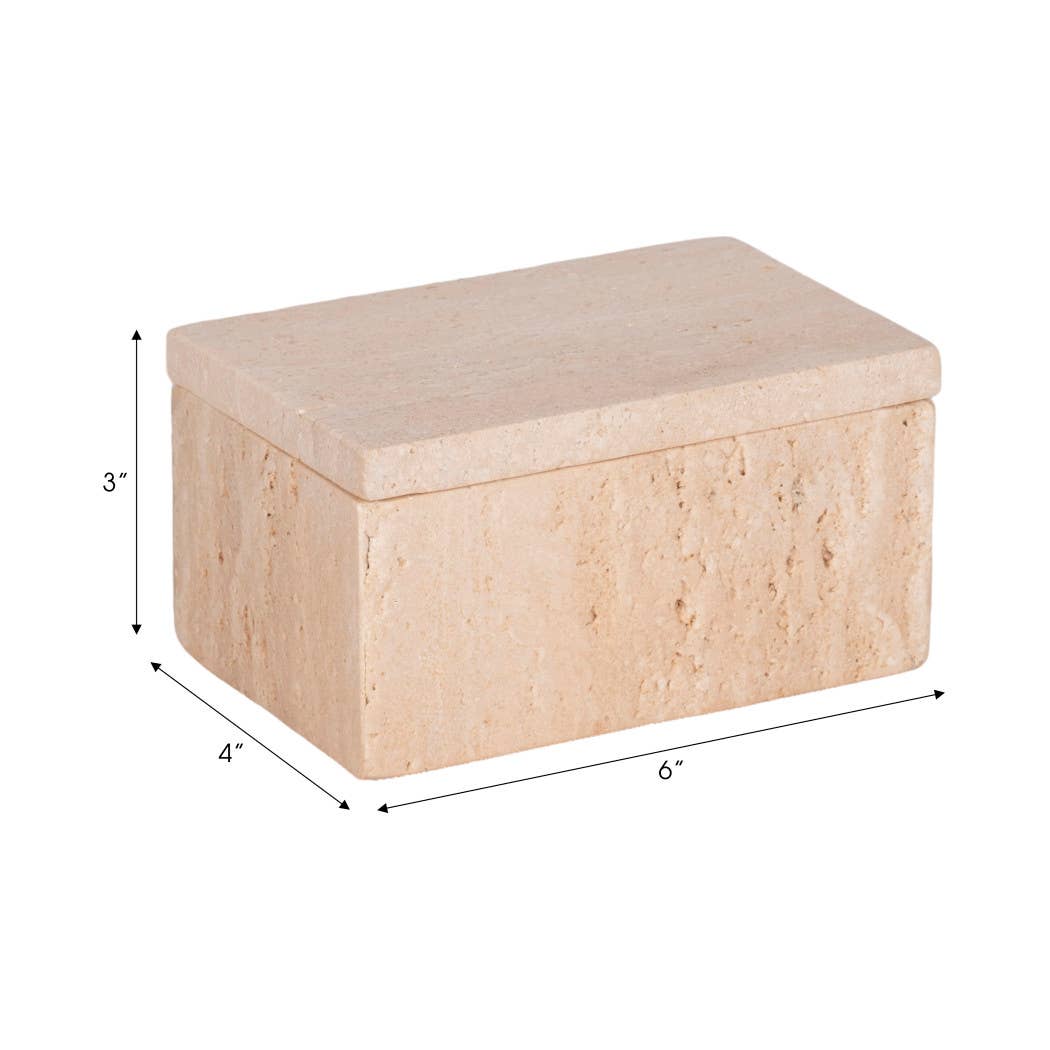 Travertine Rectangular Box - Tan, 6x4 in.