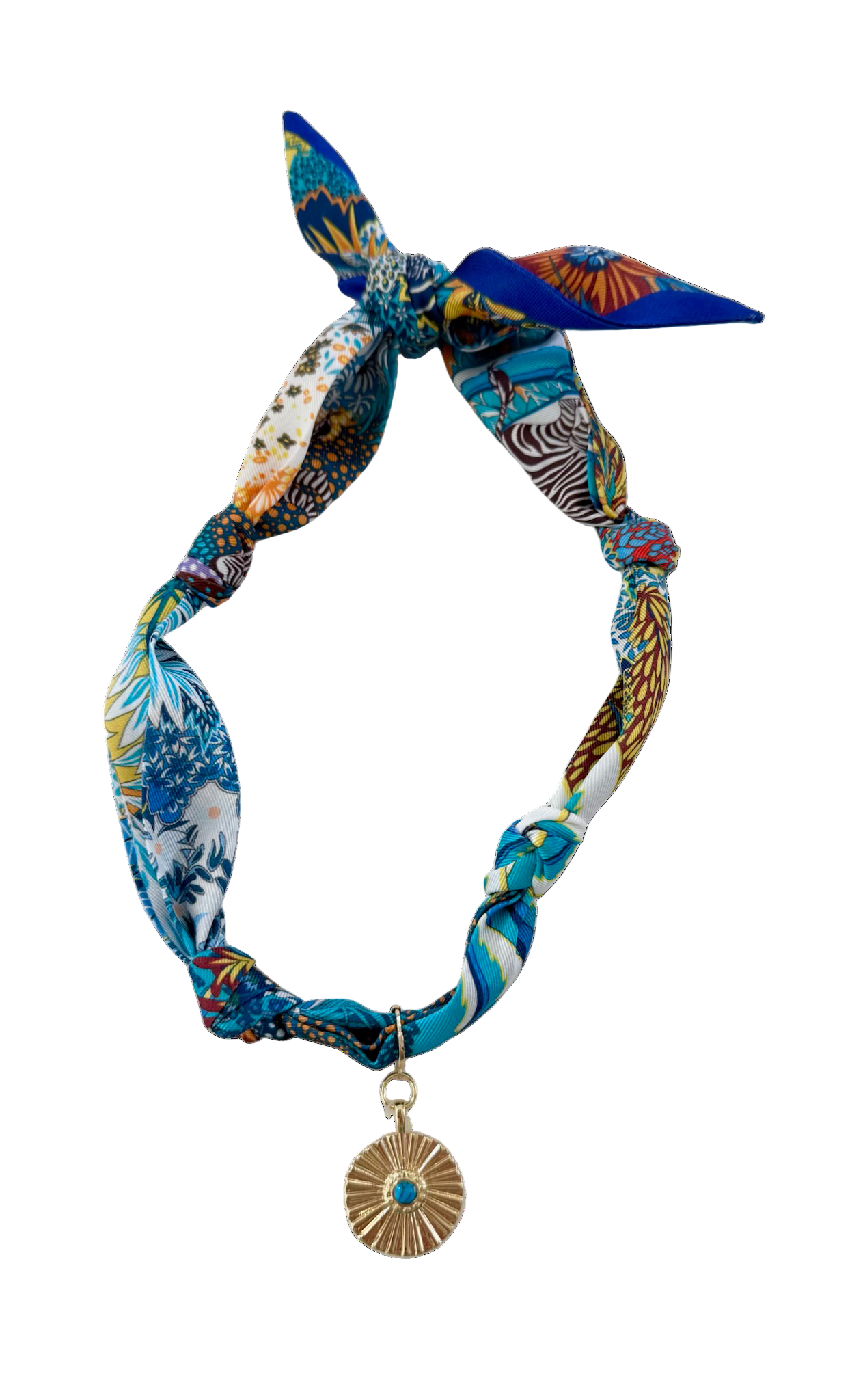 Scarf Necklace with Turquoise Coin