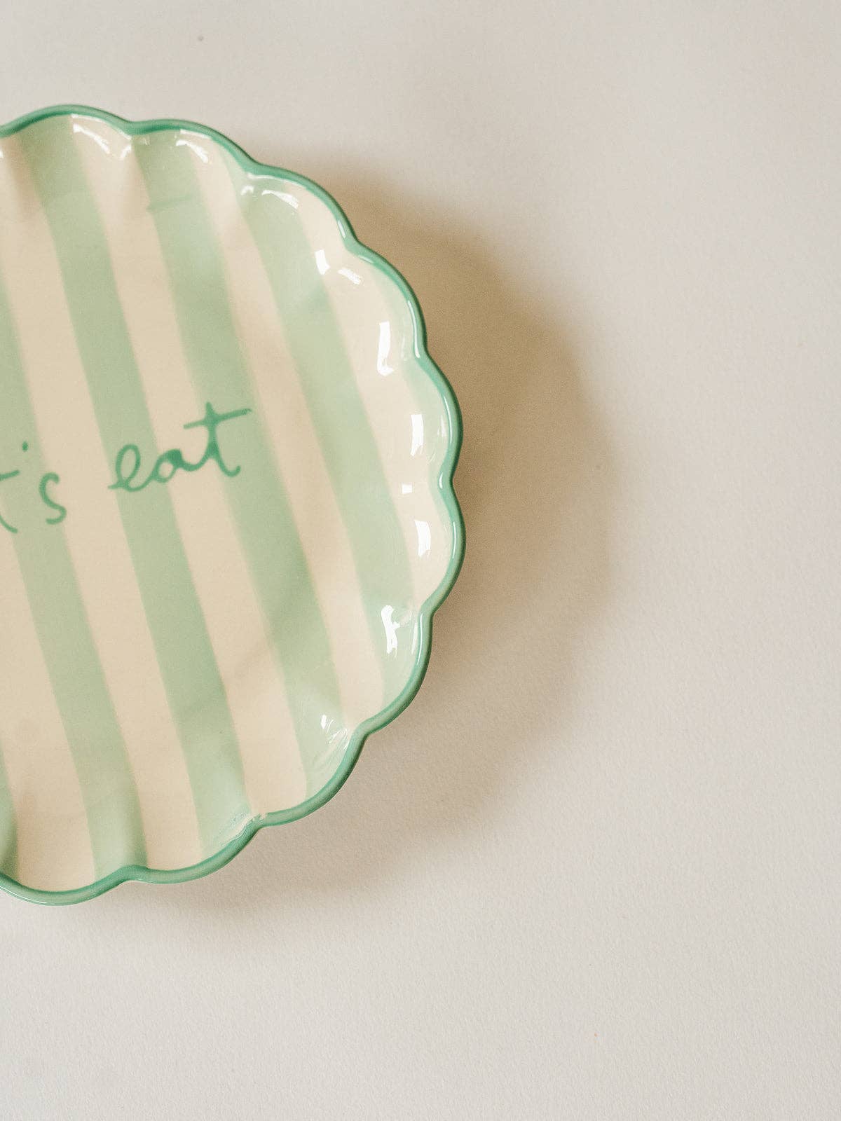 Kinsey Scallop Dessert Plate (Green): "let's eat"