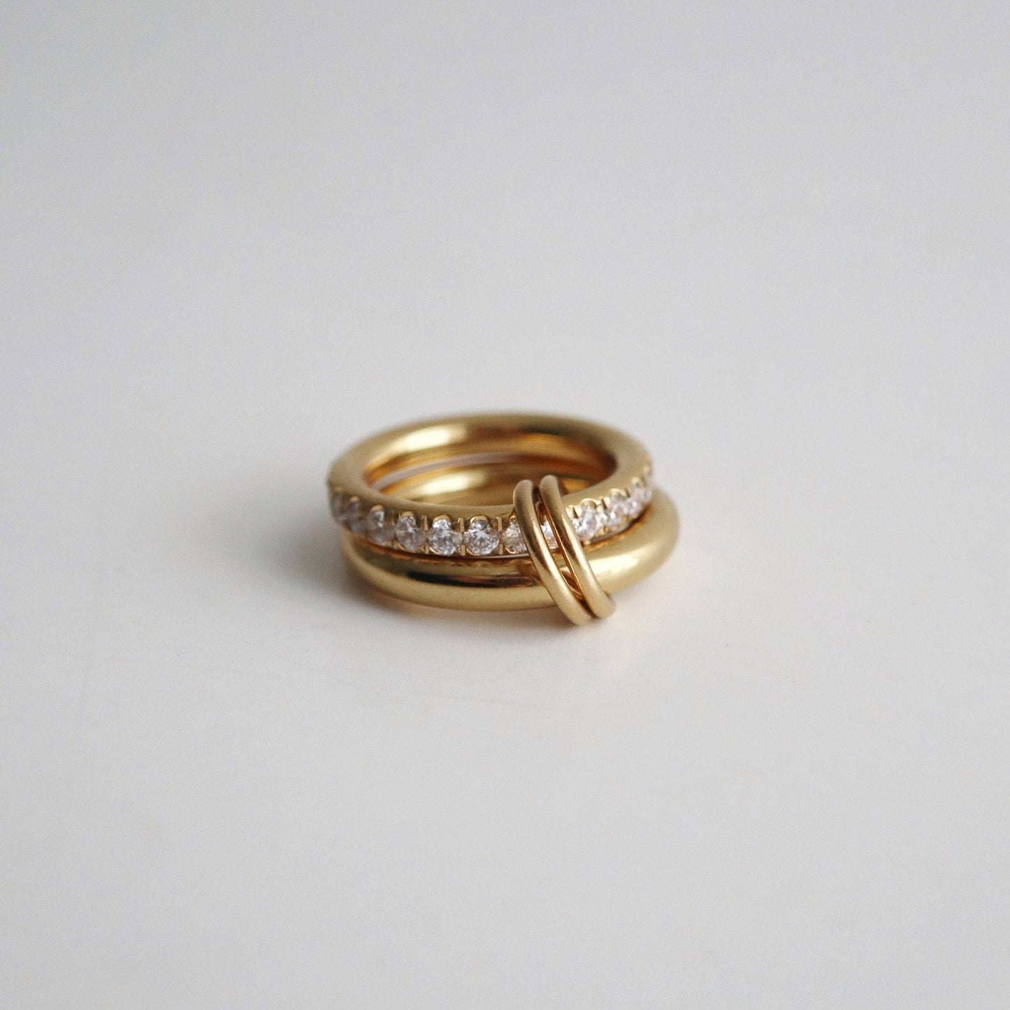 Cecilia Double Stacked Ring | CZ Interlocking Ring: 8