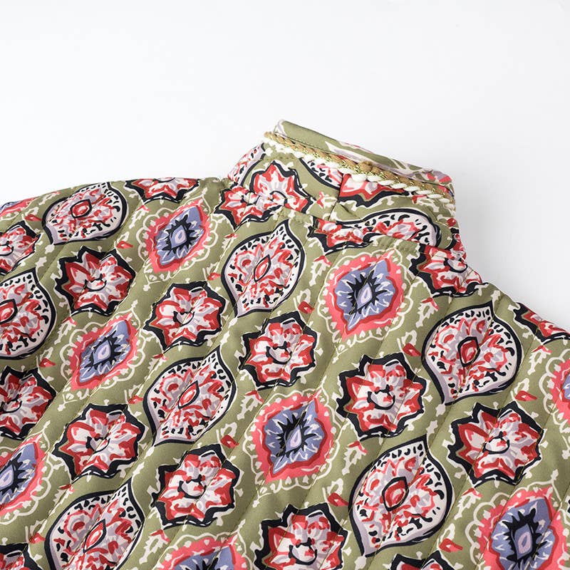 Floral Quilted Kimono Jacket: Floral / M