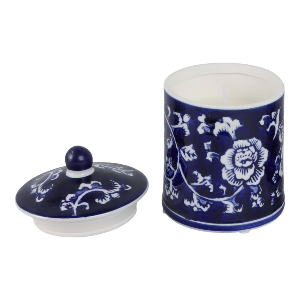 Chinoiserie Scented Candle with Lid - Blue, 6 in./8 Oz