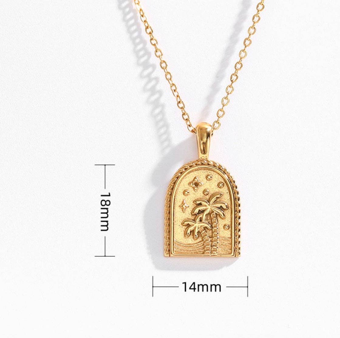 Palm Tree - Breathe - 14K Gold Steel