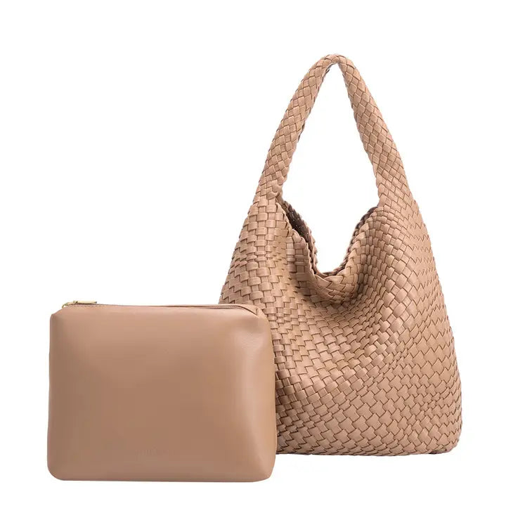 Johanna Recycled Vegan Shoulder Bag in Nude